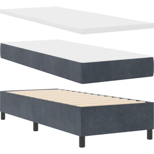vidaXL Box Spring postelja z vzmetnico temno siva 80x200 cm žamet Cene
