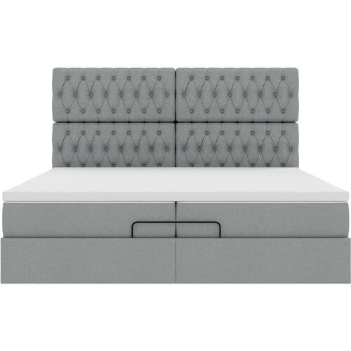 VidaXL okvir kreveta s madracima svijetlosivi 200x200cm od tkanine Slike