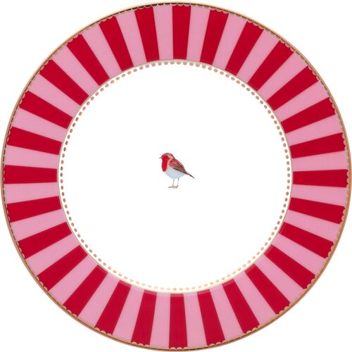 Pip Studio Love Birds - krožnik Stripes Red/Pink - 17 cm Slike