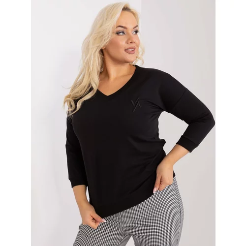 Fashion Hunters Lady's black blouse plus size with patch