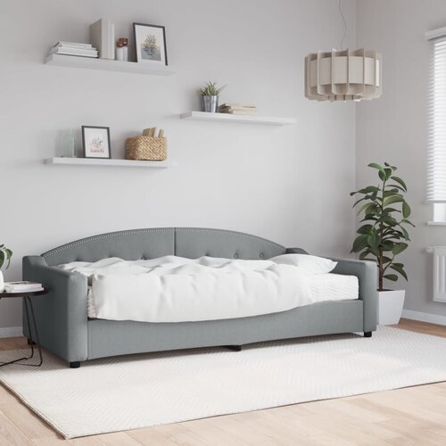 VidaXL Dnevni krevet s madracem svjetlosivi 90 x 200 cm od tkanine Slike