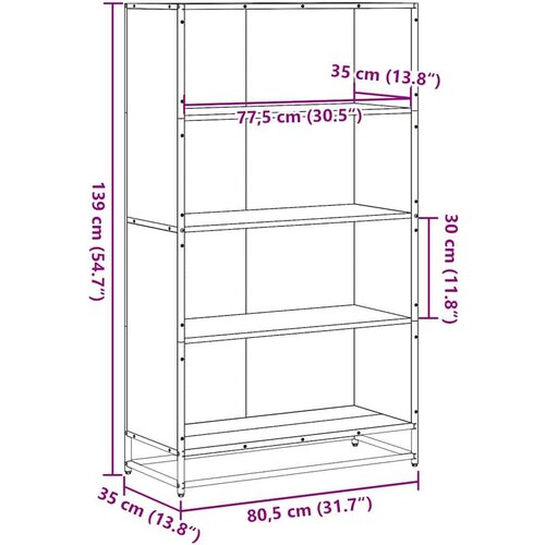 VidaXL Polica za knjige dimljeni hrast 80,5x35x139cm konstruirano drvo Slike