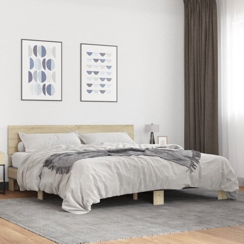 Furnova Posteljni okvir sonoma hrast 200x200 cm inž. les in kovina, (21934081) Slike