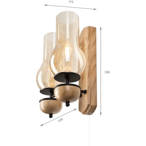  Brilagi - LED zidna lampa COTTAGE 2xE14/40W/230V hrast/braon Slike