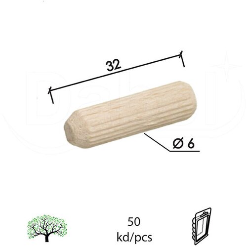 Dabel tipl drveni td1 ne fi6x32 mm (50kom) rebrasti dbp1 Cene