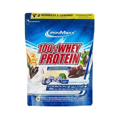 IRONMAXX 100% whey protein - 500 g u vrećici - borovnica-cheesecake Slike