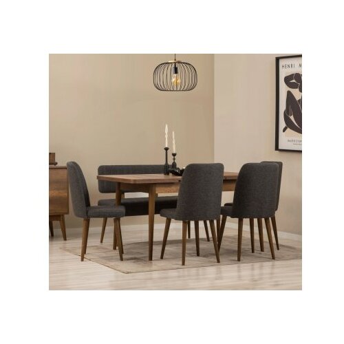 Hanah home vina walnut anthracite set stola i stolica i klupe Cene