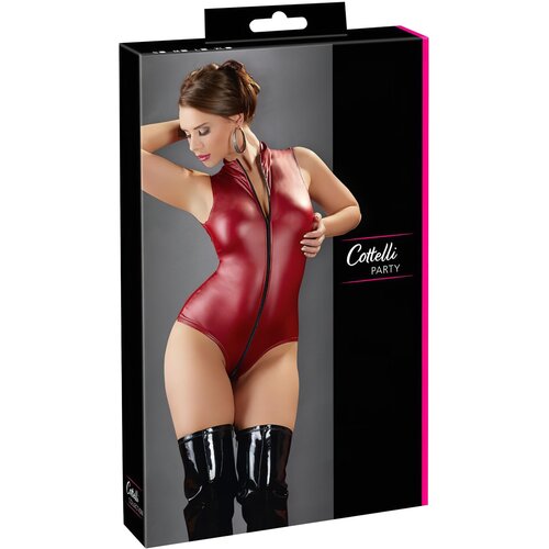 Cottelli Party - svetleče telo brez rokavov z zadrgo (bordo) - XL Cene