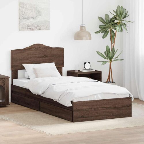  Krevet s od storage Smeđi hrast 90 x 190 cm Konstruirano drvo Cene