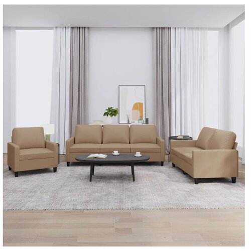 vidaXL 3-dijelni set sofa s jastucima boja cappuccina od umjetne kože Cijene