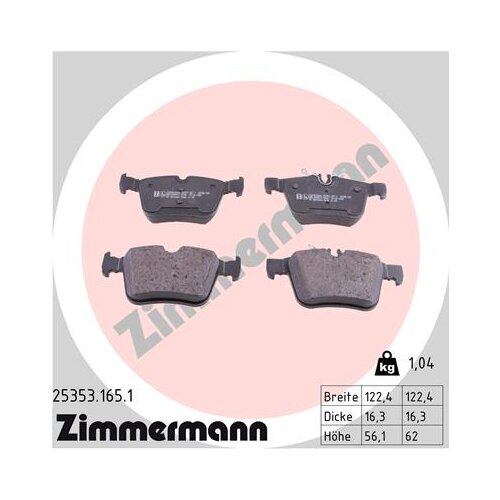 ZIMMERMANN zavorne ploščice zadnje mercedes 25353.165.1 Cene