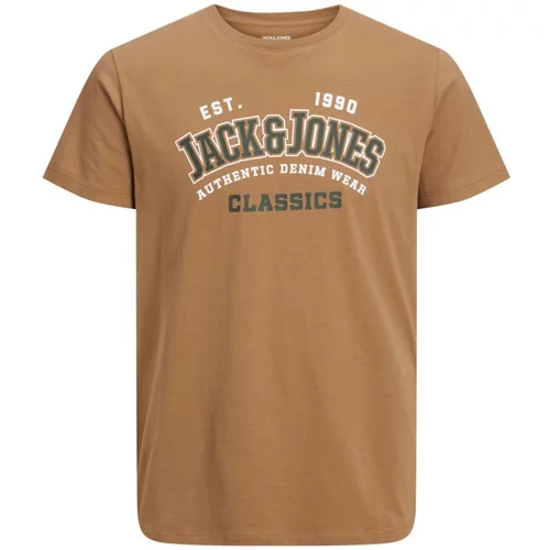 Jack & Jones Majica rjava / črna / bela