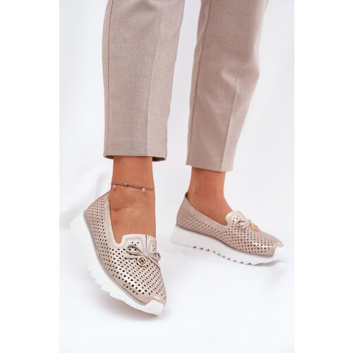 S. BARSKI Women's Leather Perforated Shoes Made Of Natural Leather D&A Cene