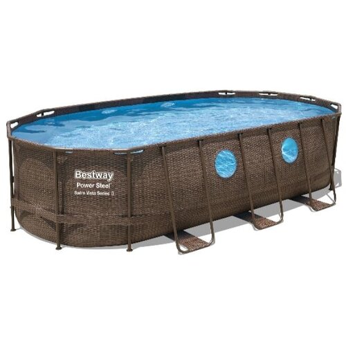 Bestway Montažni bazen Power Steel Swim Vista (549 x 274 x 122 cm, 13 430 l, kartu&amp;scaron;na filtrska črpalka: 5678 l/h, videz kamna) Slike