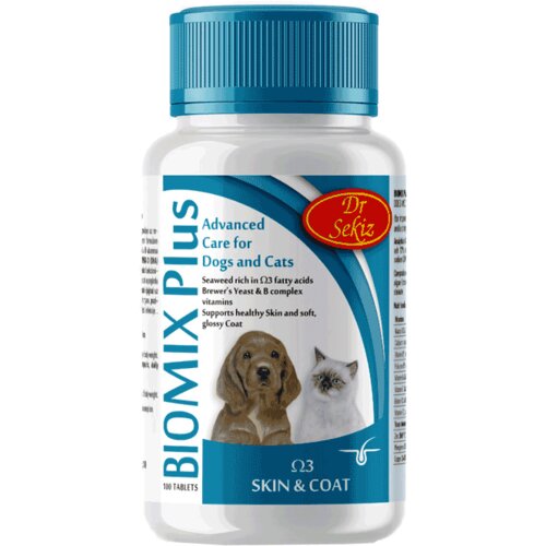 Dr.Sekiz Vitaminski dodatak za kožu, sjaj i boju dlake BioMix Plus Ω3, 100 tableta Slike