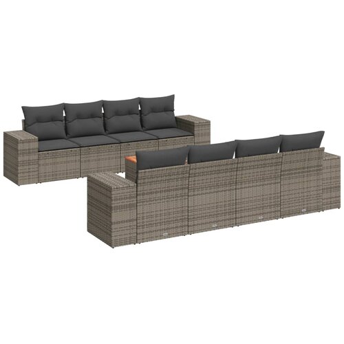  9-dijelni set vrtnih sofa od poliratana s jastucima sivi Slike