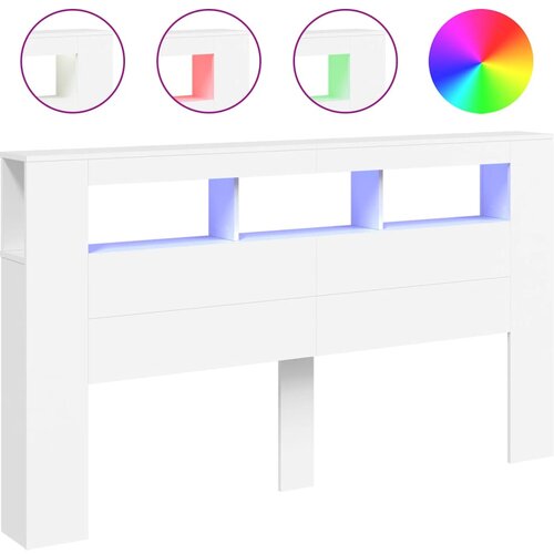 Maison Chic led posteljno vzglavje - vzglavna omarica - nočna omarica belo 180x18,5x103,5 cm inženirski les, (21712475) Slike