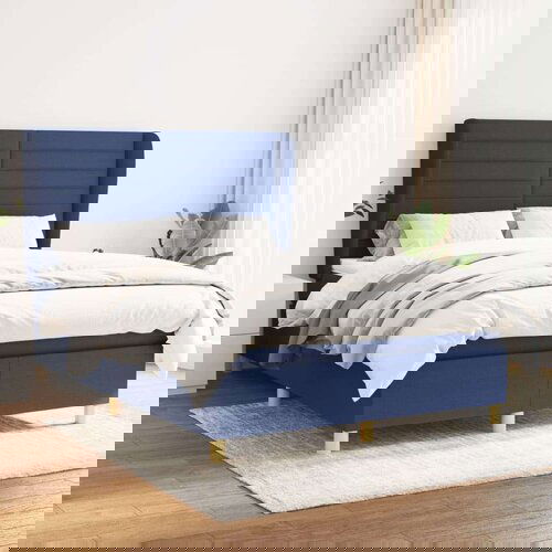  Box spring postelja z vzmetnico modra 140x200 cm blago, (20884288) Slike