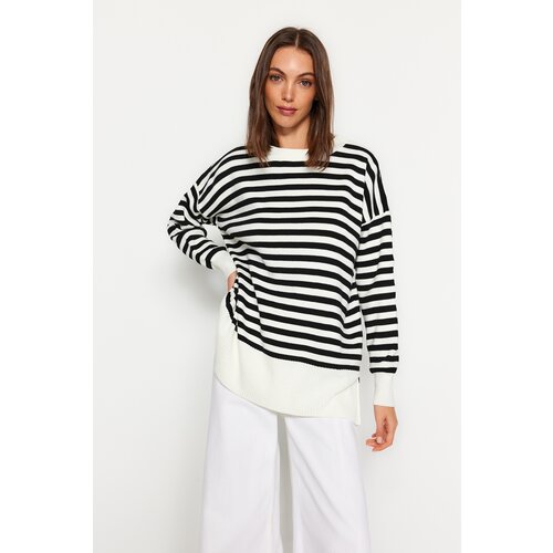 Trendyol Black Striped Comfort Fit Knitwear Sweater Slike