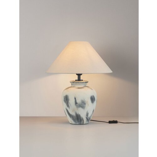 Nova Luce Bijela/siva stolna lampa keramička s tekstilnim sjenilom (visina 55 cm) Lupe &amp;ndash; Slike