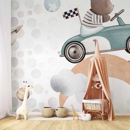  Foto tapeta - Teddy Bear in a Racing Car 392x280 Samoljepljiva Cijene