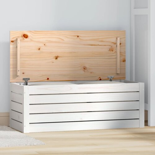 vidaXL Kutija za pohranu bijela 89 x 36,5 x 33 cm od masivne borovine Cijene