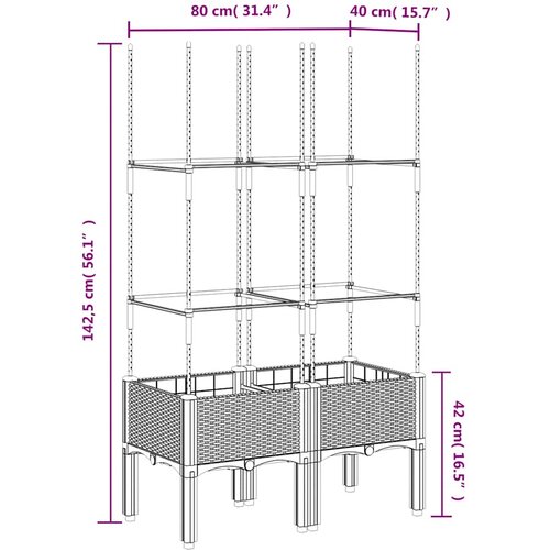  Vrtna sadilica s re&amp;scaron;etkom crna 80 x 40 x 142,5 cm PP Slike