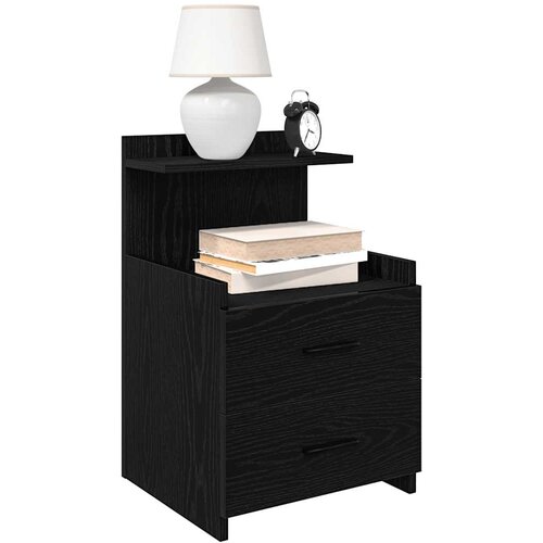 VidaXL Nočne omarice 2 kosa z 2 predaloma črne 40x36,5x62 cm Slike