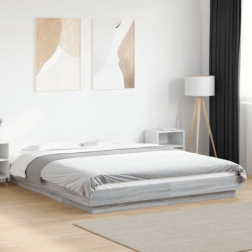  Okvir za krevet s LED svjetlima boja hrasta 150 x 200 cm drveni Cijene