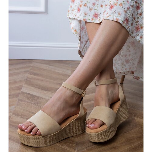 Gemre Dark beige eco-suede platform sandals Ganra Cene