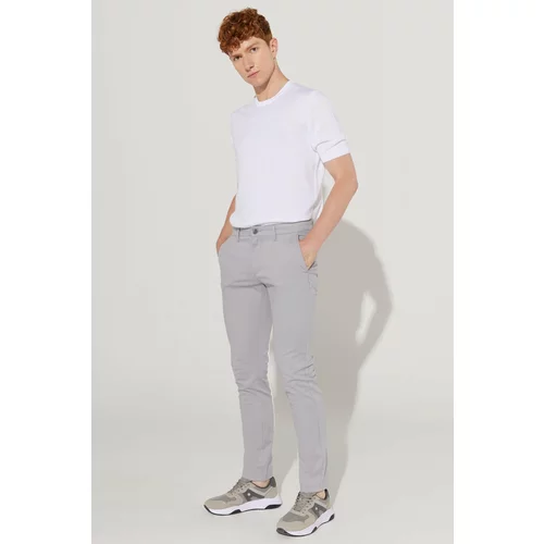 ALTINYILDIZ CLASSICS Men's Gray Slim Fit Slim Fit Cotton Flexible Comfortable Chino Trousers.