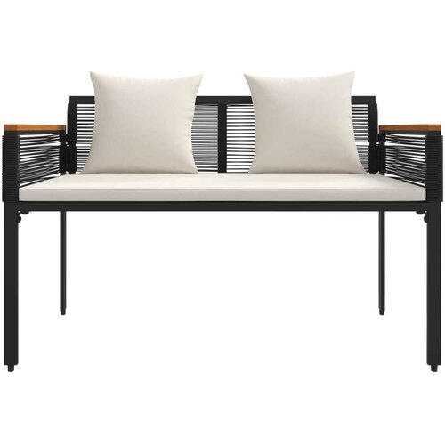  Vanjska klupa Crna i krem-bijela 117 x 54 x 74.5 cm poliratan Slike