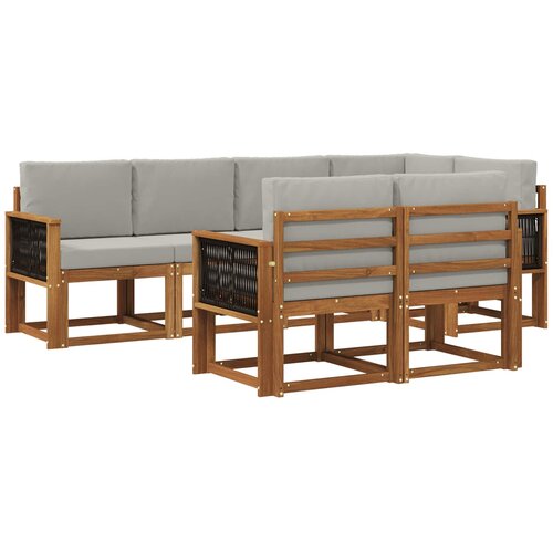 vidaXL Zunanja garnitura za sedenje 7 pcs Naravna in svetlo siva, (5000281890) Cene