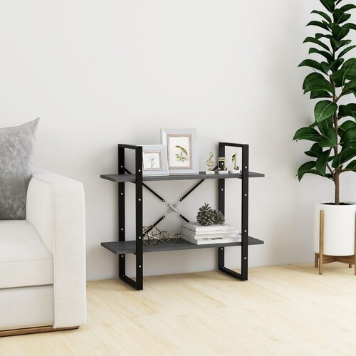 VidaXL Knjižna omara 2-nadstropna siva 80x30x70 cm trdna borovina Slike