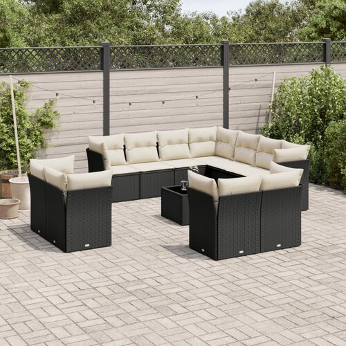  12-dijelni set vrtnih sofa od poliratana s jastucima crni Cene