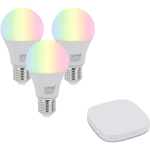QAZQA Set van 3 smart E27 dimbare LED lamp A60 9W 806 lm 2700K-6500K incl. Zigbee Smart Hub Cene