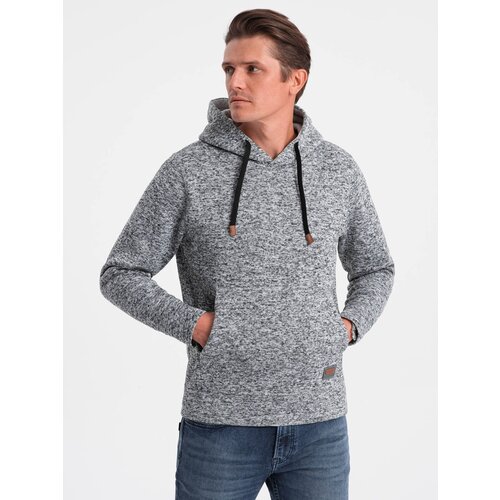 Ombre Bluza męska nierozpinana kangurka z kapturem - szary melanż Cene