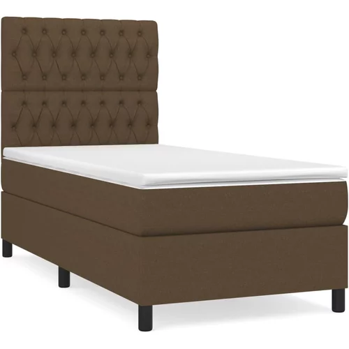 vidaXL Box spring postelja z vzmetnico temno rjava 90x200 cm blago, (20899396)