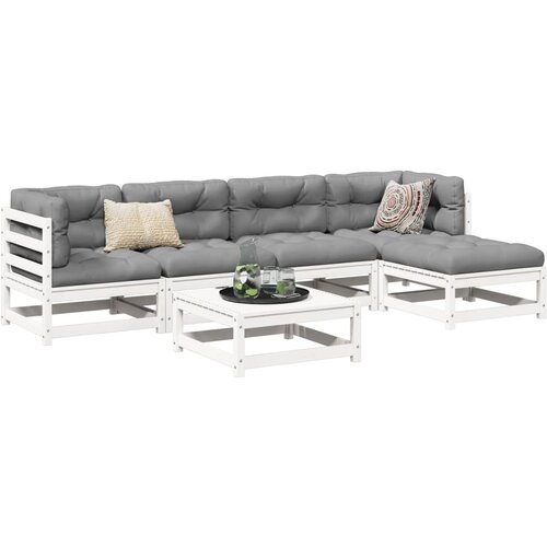 VidaXL 6-dijelni set vrtnih sofa bijeli od masivne borovine Slike