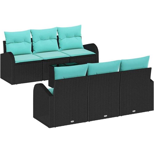 vidaXL Vrtna sedežna garnitura 7 pcs Črna in turkizna 55 x 55 x 37 cm, (5000020338) Cene