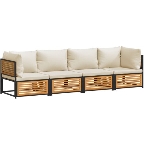  4-dijelni set vrtnih sofa s jastucima masivno bagremovo drvo Smeđa Slike