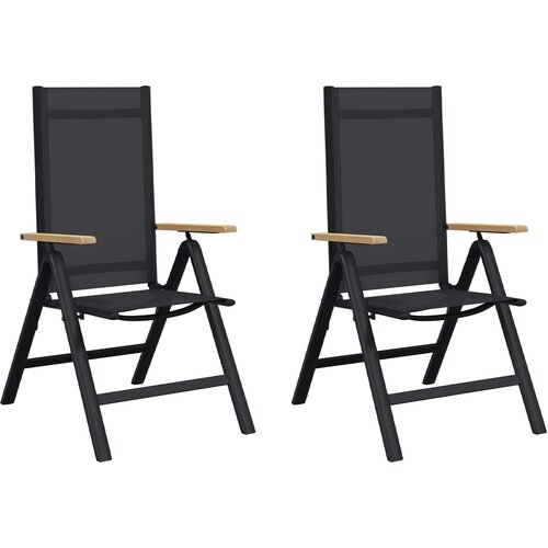  Ležaljke u vrtu 2 pcs Crna 58 x 73 x 111,5 cm Tekstilen Slike