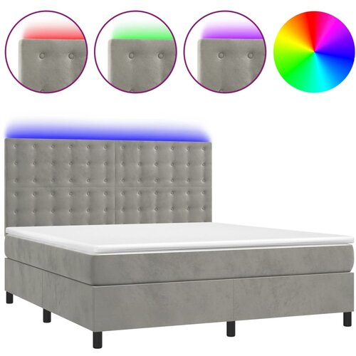 Maison Chic Box spring postelja - Vzmetna postelja z vzmetnico LED svetlo siva 180x200cm žamet SL16026, (21896029) Cene
