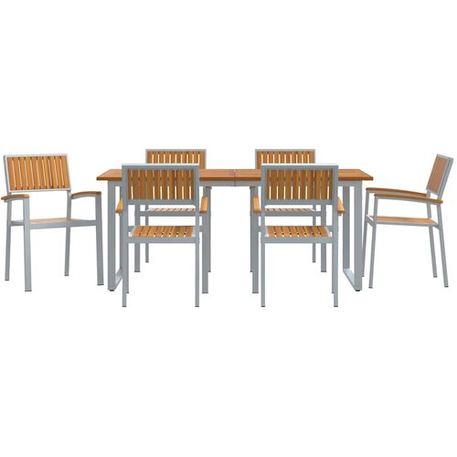  Vrtni set za objed 7 kom. Siva Čvrsto drvo akacije 180 x 90 x 75 cm Slike