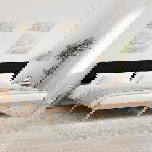 vidaXL Posteljni okvir z oblazinjenim vzglavjem Rjava 200 x 200 cm Cene