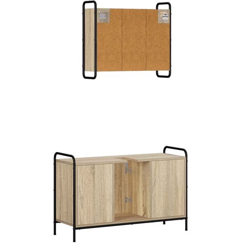  Set ormarića za kupaonicu 2 kom. Hrast sonoma 65 5 x 34 x 61 cm - Hrast sonoma Kuhinjska elemenata (1 vrata i 2 police) + viseći Slike