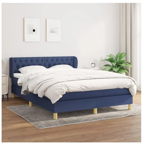  Box spring postelja z vzmetnico modra 140x200 cm blago