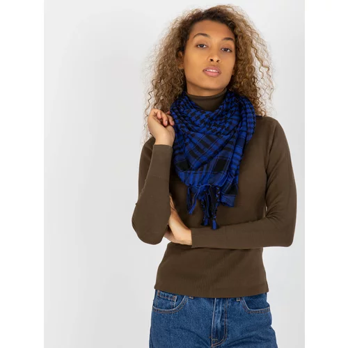 Fashion Hunters Cobalt and black scarf with fringes