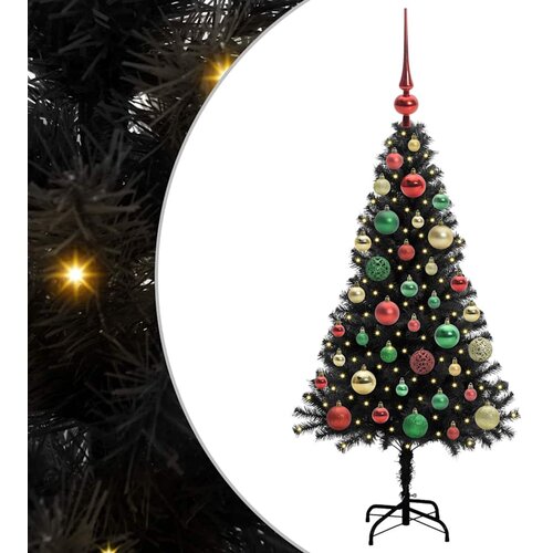 vidaXL Božično drevo med 150 LED z stojalom Črna 120 cm PVC, (5000066724) Cene