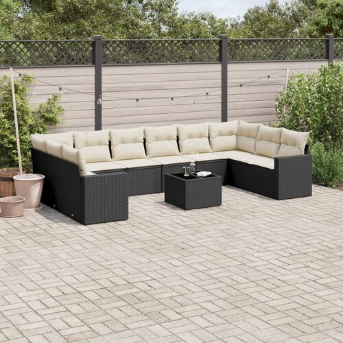  11-dijelni set vrtnih sofa od poliratana s jastucima crni Cijene